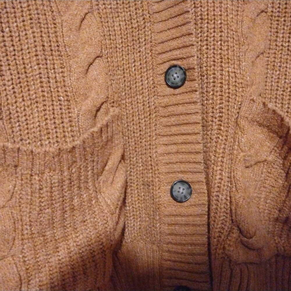 American Eagle Cable Knit Cardigan Brown S Cozycore Cottagecore Preppy Earthy - Picture 3 of 10